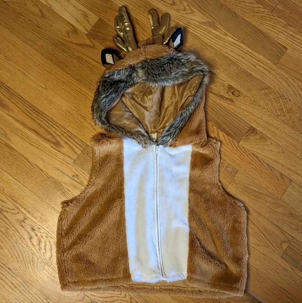 Kids Unisex Small‎ Reindeer Hooded Full Zip Vest